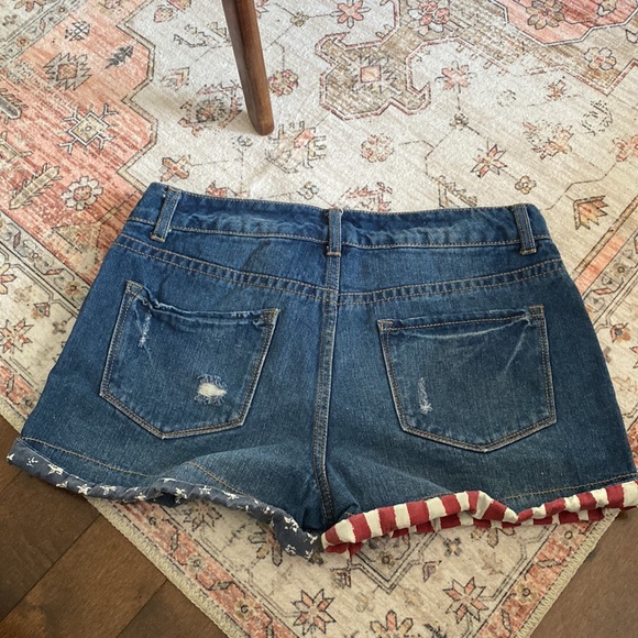 Mossimo Shorts Stars And Striped Cuffed Denim High Rise - Picture 6 of 8